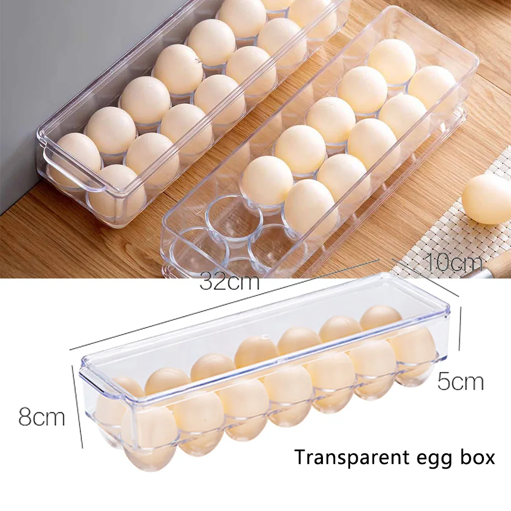 

Egg Boxes Storage Container Holder 14 Grids Food Kitchen Refrigerator Side Door Keep Fresh Egg Storage Box Cabinet Organizer