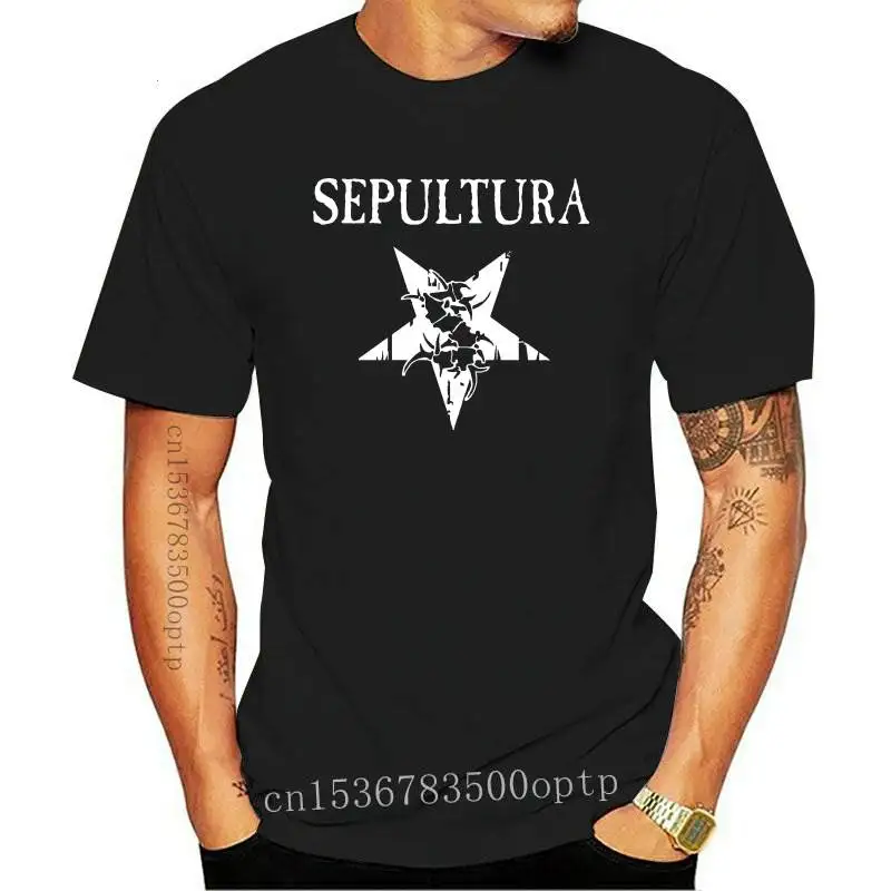 Sepultura логотип черный моделирование 1 футболка BAND Одежда для мальчиков девочек