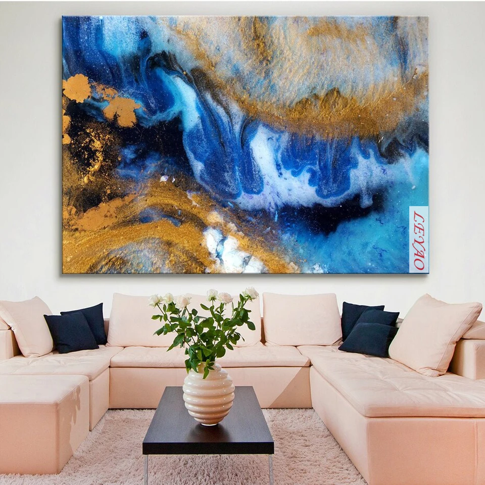 

5d Diamond Painting Full Square/Round Diamond Mosaic Abstract Golden Quicksand Waves Cross Stitch Rhinestones Art Home Decor