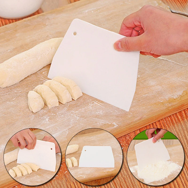 

Pastry Cutter Plastic Cake Spatulas Dough Scraper Trapezoid Bread Pizza Fondant Butter Knife Multi Duty White Safe Bakeware Tool