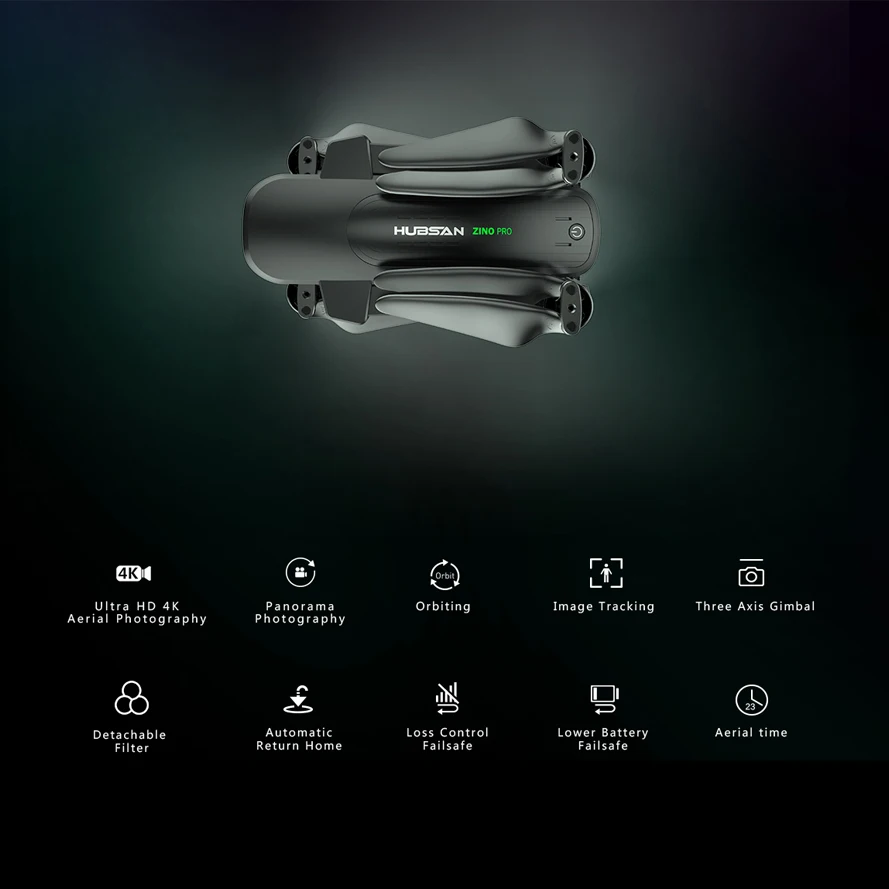 Квадрокоптер Hubsan ZINO PRO Радиоуправляемый бесщеточный GPS 5G Wi-Fi 4 км камера к 3-осевой |