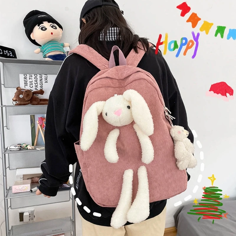 

Women Rabbit Backpack Teenage Students Schoolbag Large Daypack Shoulder Bag Bookbag Travel Rucksuak