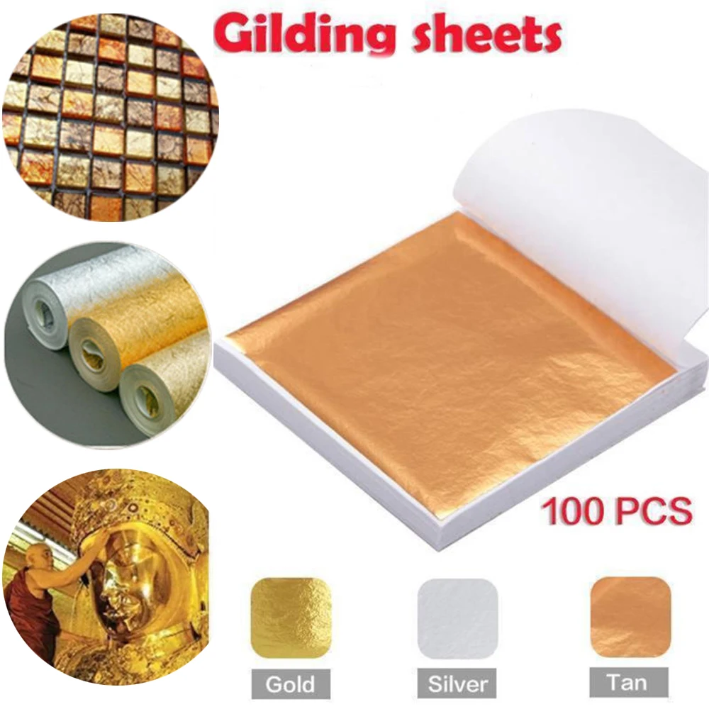 

Бумага для творчества и рукоделия, позолоченная, имитация серебра, меди, 100 s, листья листьев, листы для украшения, 9x9 см, бумага из фольги шт.