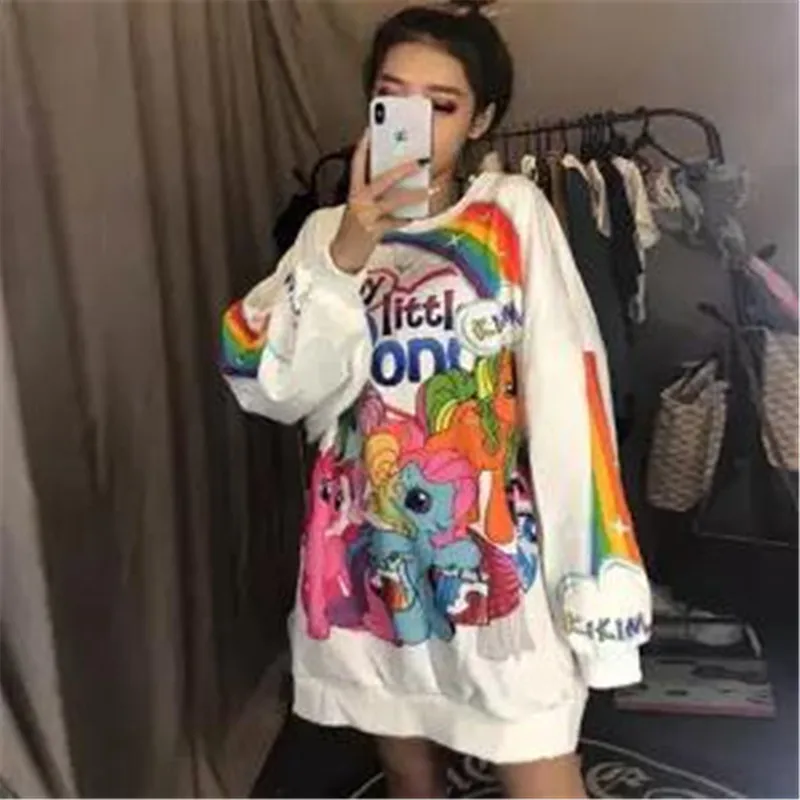 Аниме толстовки женские Kawaii девушки милые женские пуловеры, топы Свободные Мультяшные японские худи женские осенние свободные зеленые толстовки