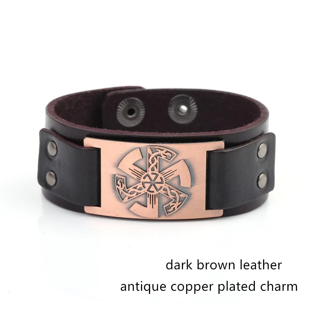 Fishhook уникальный дизайн Talisman мужской черный кожаный браслет славянский амулет