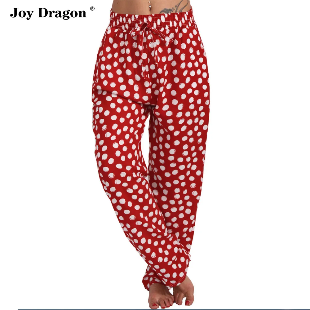 Женские Длинные свободные брюки летние штаны в горошек|Брюки| |