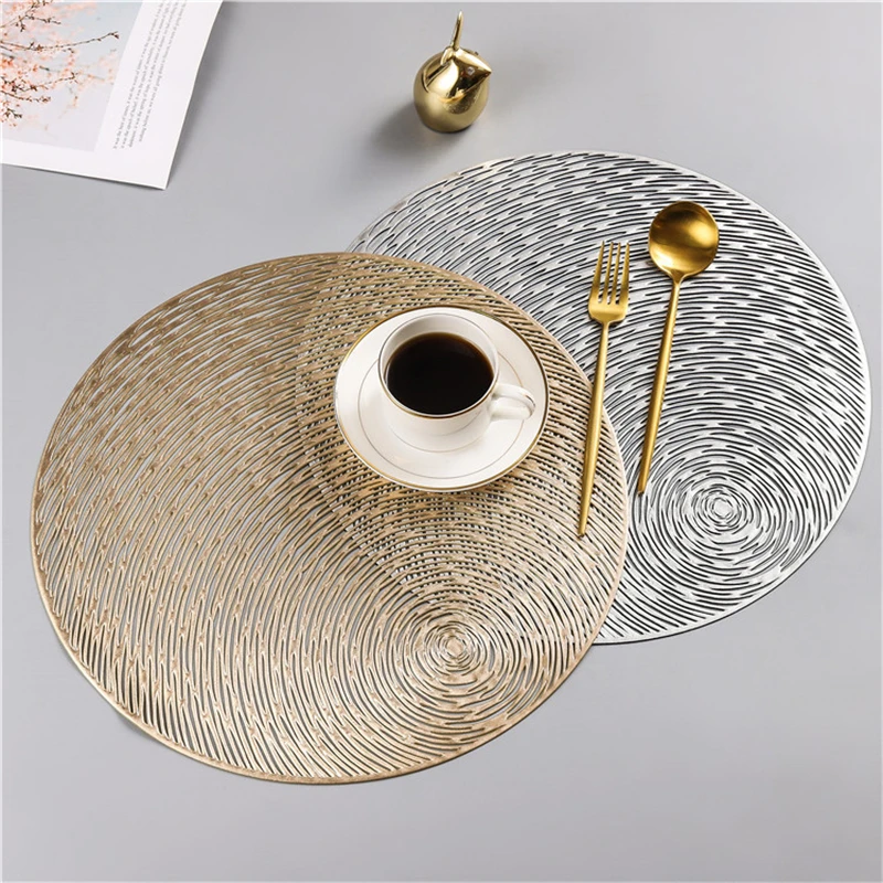 

NEW PVC Hollow Out Round Placemat Non-slip Insulation Pad Kitchen Dining Coaster Pads Table Mats Placemats Home Cup Mat