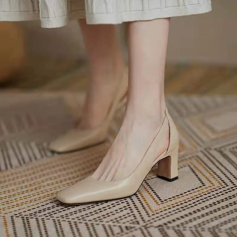 

Summer Women Pumps 2021 Solid Female Party High Heels 6cm High Black Ladies Office Work Heeled Shoes Autumn Hollow Daliy Shoes