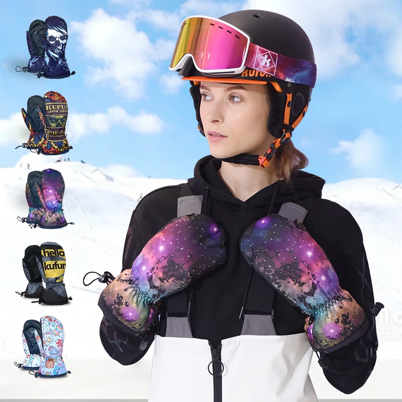 Лыжные перчатки Сноубординг водонепроницаемый утолщение зима теплый снегоход