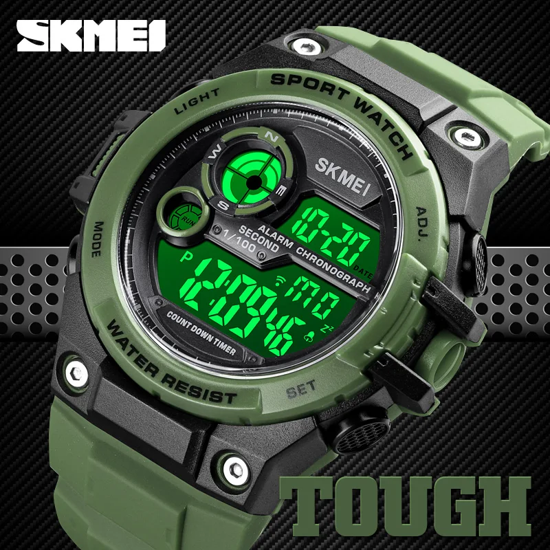 

SKMEI men watches 2021 Military 2 time Stopwatch Swimming 100m Waterproof Clock Male Sport Wristwatch reloj digital hombre 1759