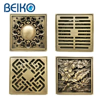 High Quality Brass Vintage Square Shower Luxury Floor Drain Strainer Cover Balcony Bathroom Bath Accessories 10 10 Floor Drain