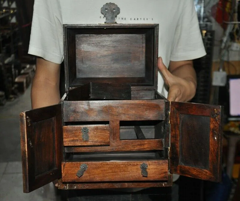 

wedding decoration China Huanghuali wood Hand-carved Drawer Box Jewelry box storage Boxes