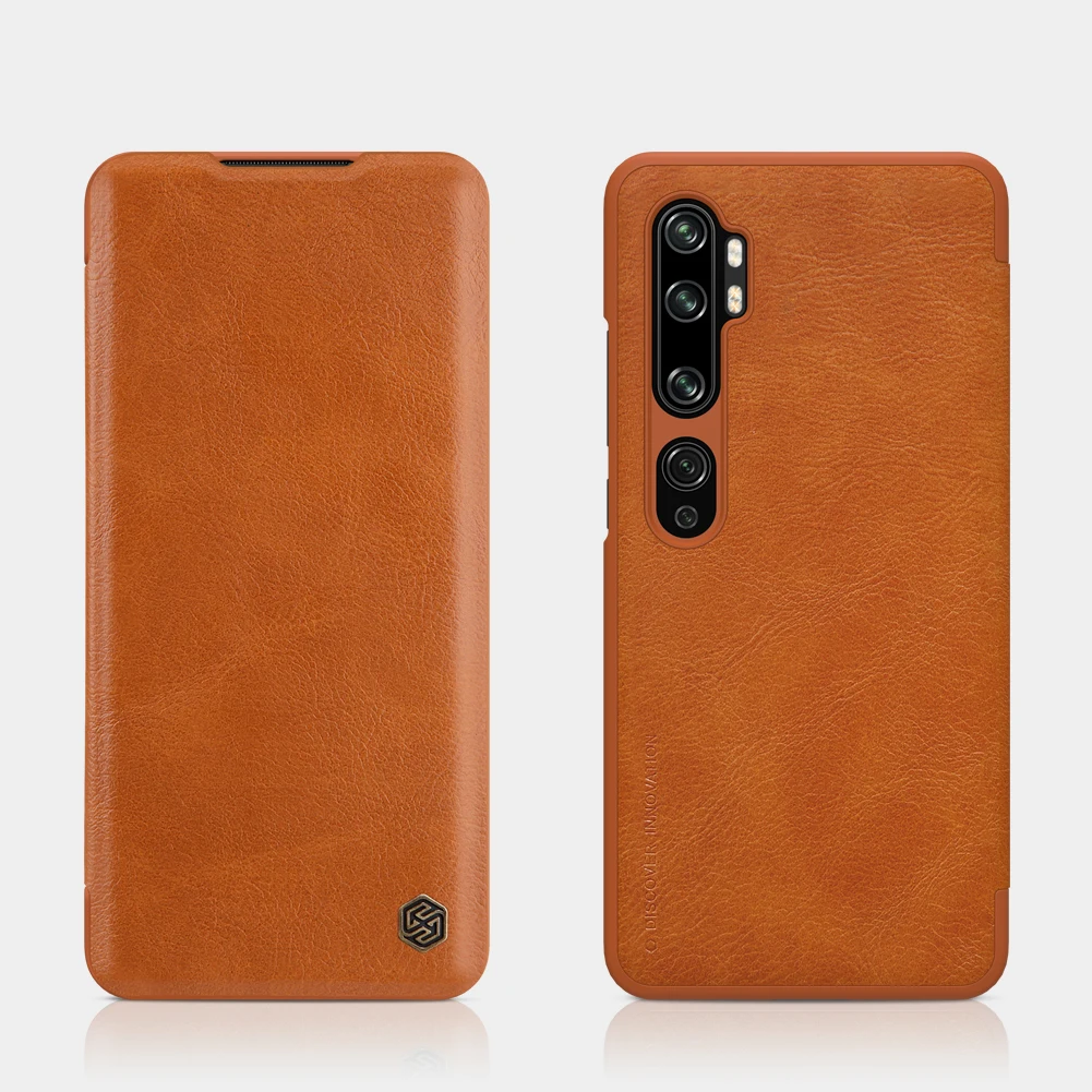 Роскошный кожаный флип-чехол Nillkin Qin для Xiaomi Note 10 Pro с карманом карт чехол телефона