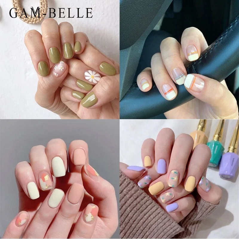 

GAM-BELLE 14tips Fresh Colorful Nail Sticker Full Cover Flower Dot Stripe Pattern DIY Nail Polish Decals Manicure Decoration