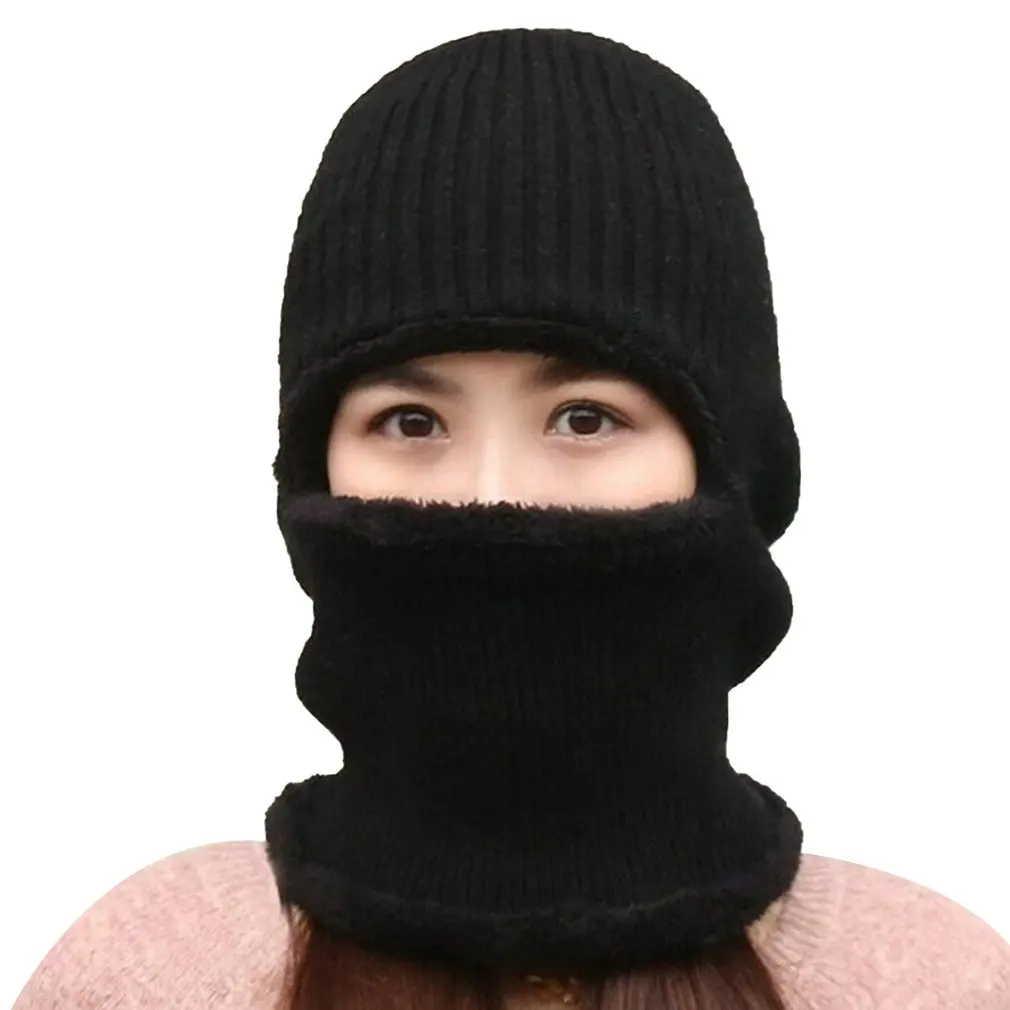 

Winter hat Beanies Men's Hat Scarf Warm Breathable Wool Knitted Hat For women Double Layers protection cap