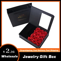 exquisite jewelry gift box eternal rose soap flower wedding ring earrings necklace valentines day jewelry packaging gift set