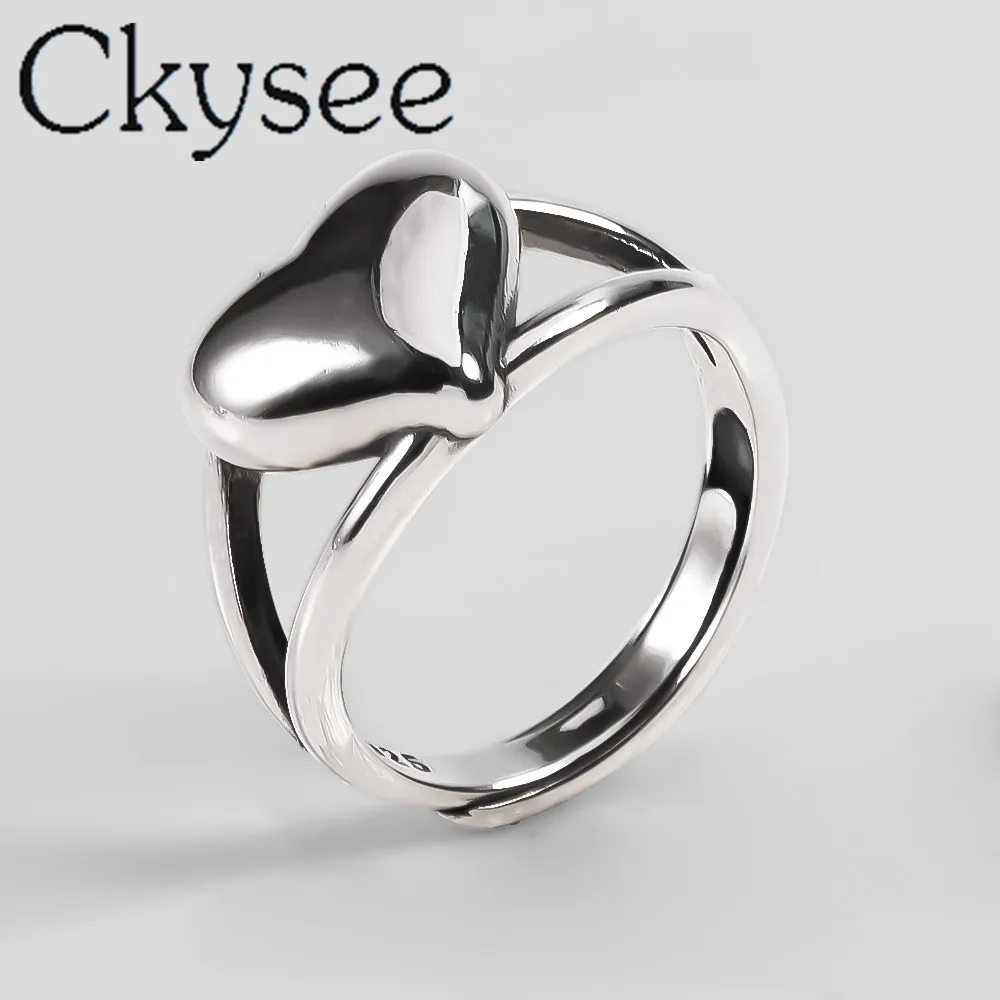 

Женское кольцо в форме сердца Ckysee, регулируемое кольцо в форме сердца, 18 мм, серебро 925 пробы, 100% 925 пробы