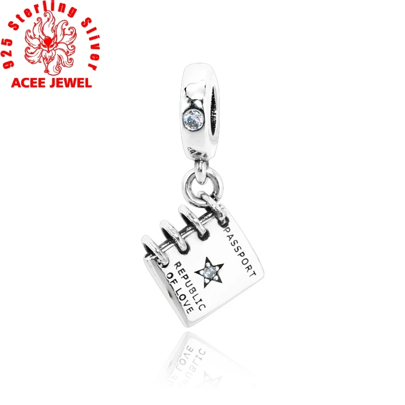 

2019 New Arrival 925 Sterling Silver Beads Passport Of Love Pendant Charms fit Original pandora Bracelets Women DIY Jewelry
