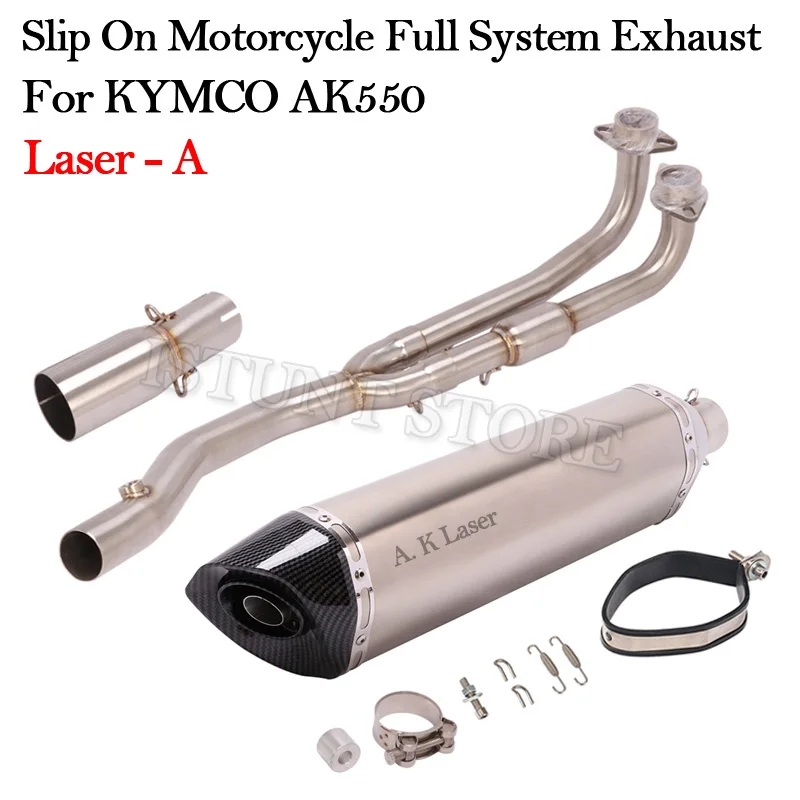 570MM Full System Slip On For KYMCO AK550 AK 550 Motorcycle Exhaust Modified Escape DB Killer Muffler Front Mid Middle Link Pipe - - Racext 29