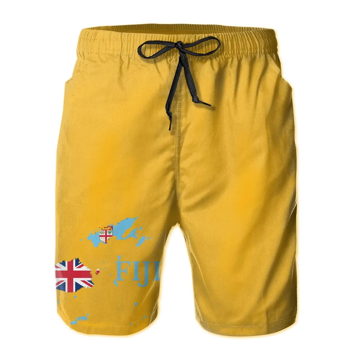 

Summer Men Beach Short Breathable Quick Dry Funny Vintage R282 Loose Fiji Map Flag Male Shorts
