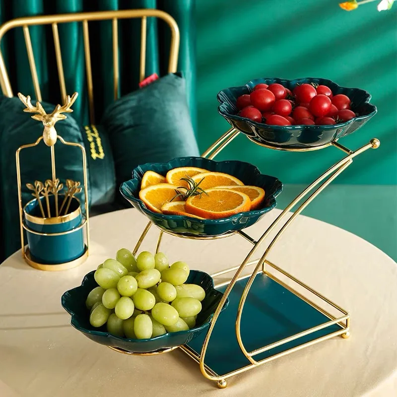 

2/3 Layer Fruit Basket Tray Cake Stand Dishes Serving Creative Candy Snack Plate Fruit Platter Christmas Decoration for Party