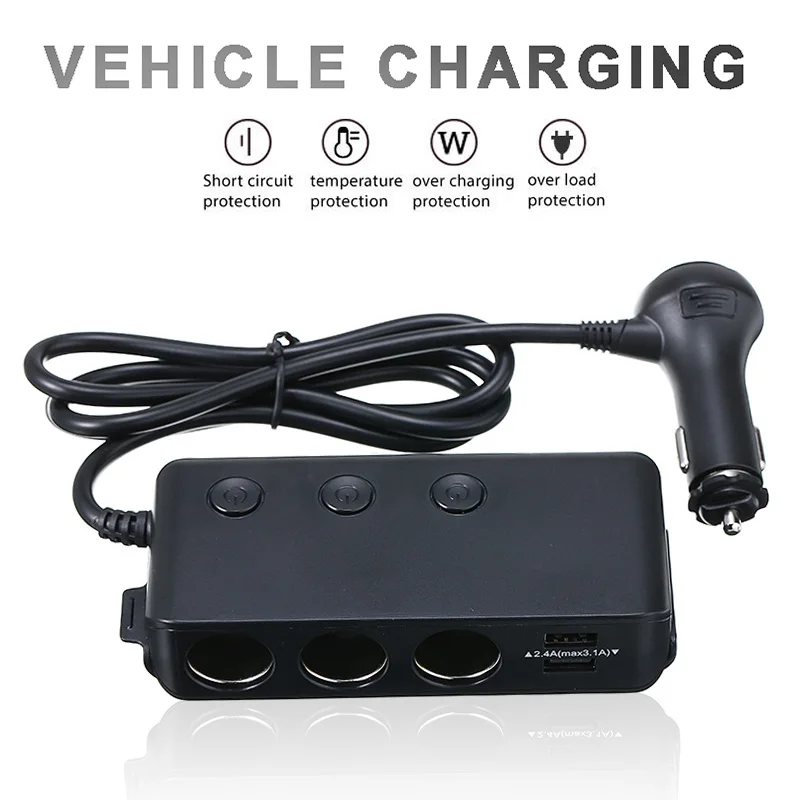 

Автомобильное зарядное устройство 12 В, разветвитель, прикуриватель, автомобильная розетка, быстрая зарядка, USB, автомобильный адаптер питан...