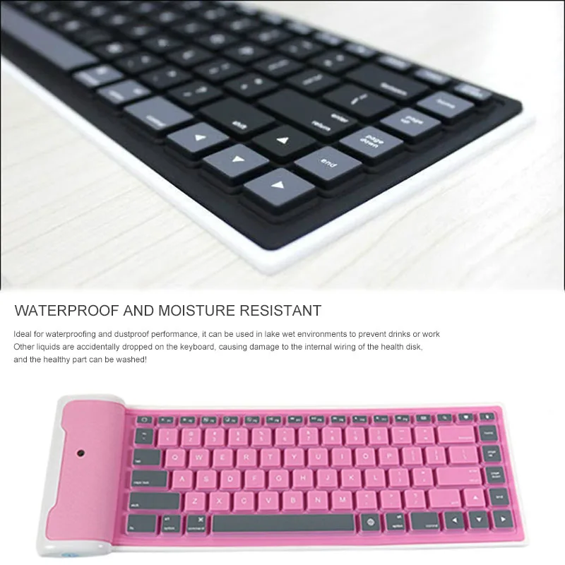Складная Силиконовая беспроводная клавиатура перезаряжаемая Гибкая