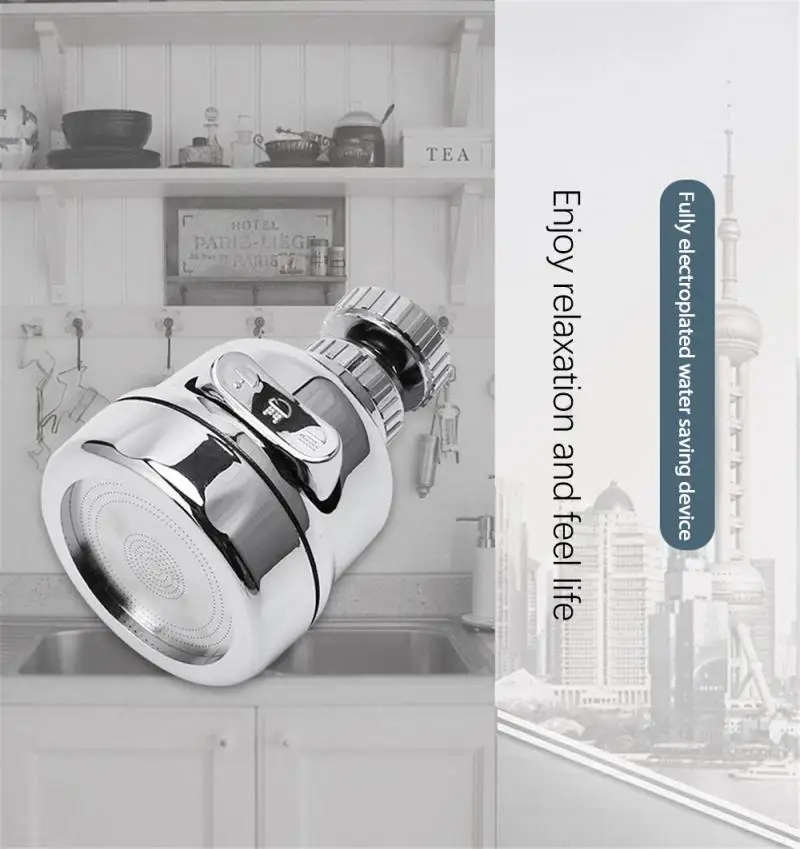 

360 Degree Swivel Kitchen Faucet Innovative Kitchen Faucet ABS+Stainless Steel Splash-Proof Water Saving Nozzle Faucet Connector