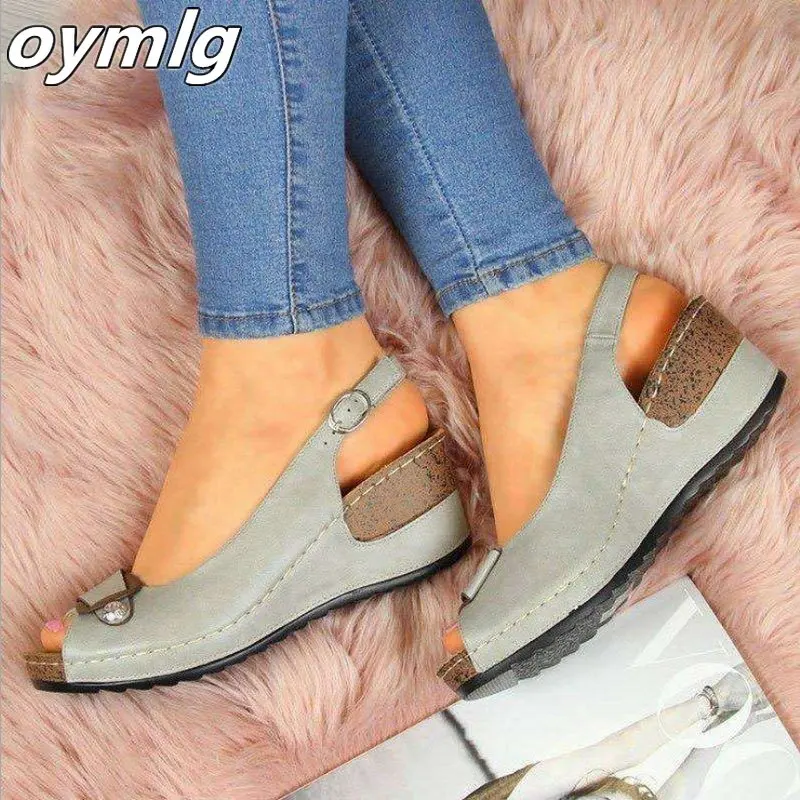 2020 Sandals Fashion Women Beach Summer Wedges Pumps Ankle Buckle Open Toe Casual 35- 43 | Обувь