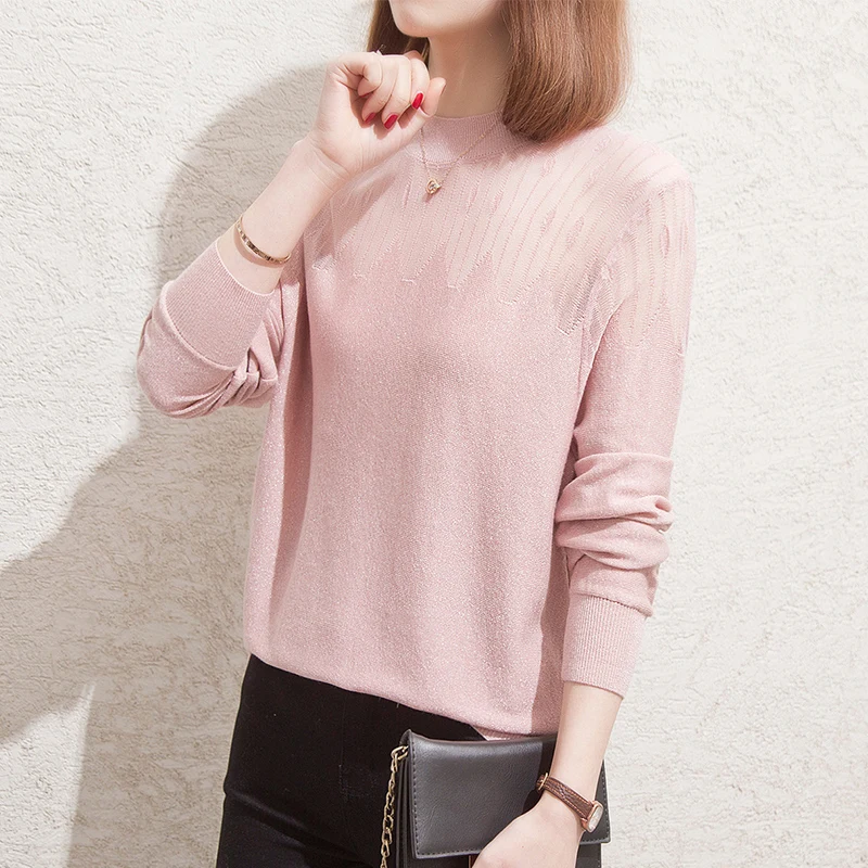 

Women Sweaters Pullovers Autumn Winter Long Sleeve Pull Femme Solid Pullover Female White