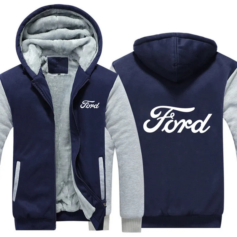 Зимняя модная мужская одежда на молнии FORD толстовки с капюшоном и пальто 5 цветов