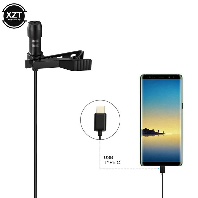 Мини отворот Lavalier Клип на запись микрофон с тип-c разъем для Huawei Mate 20 Android смартфон