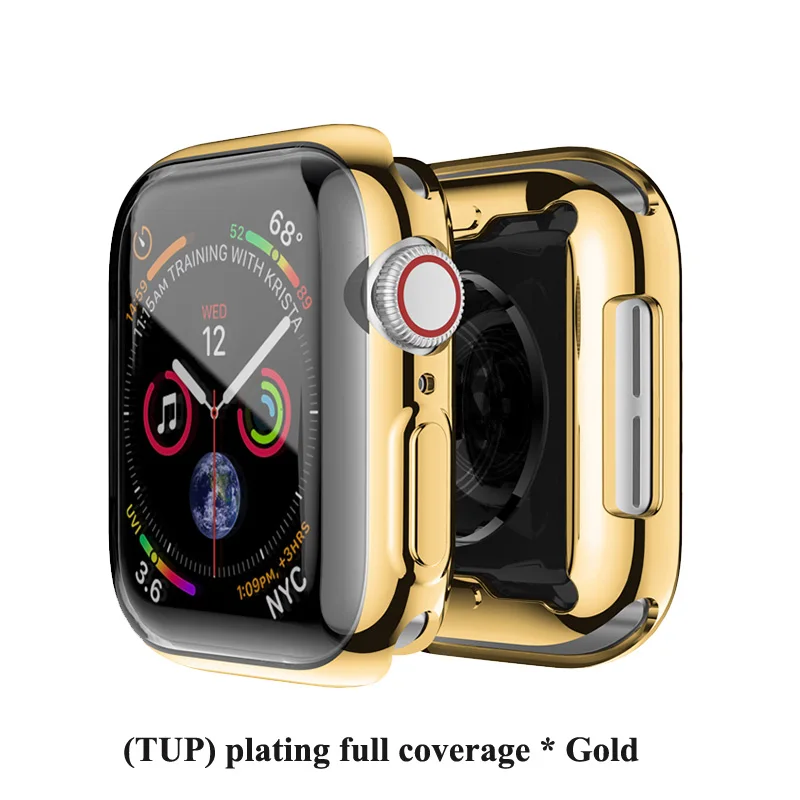 Защитный чехол для Apple Watch 38 мм, 42 мм, 40 мм 44 мягкий прозрачный TPU/Алюминий корпус из сплава для наручных часов Iwatch серии 5 4 3 2 1 Аксессуары - Цвет: Gold
