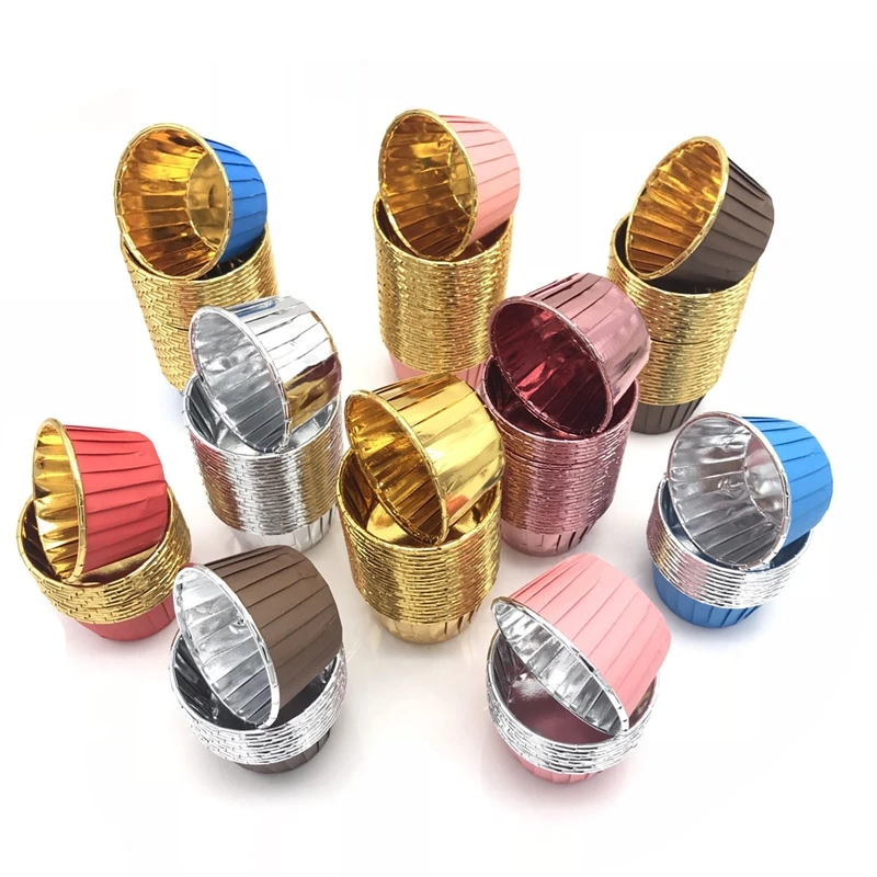 

Hot Sale Cupcake Paper Cup Oilproof Cupcake Liner Baking Cup Tray Case Wedding Party Caissettes Golden Muffin Wrapper Paper