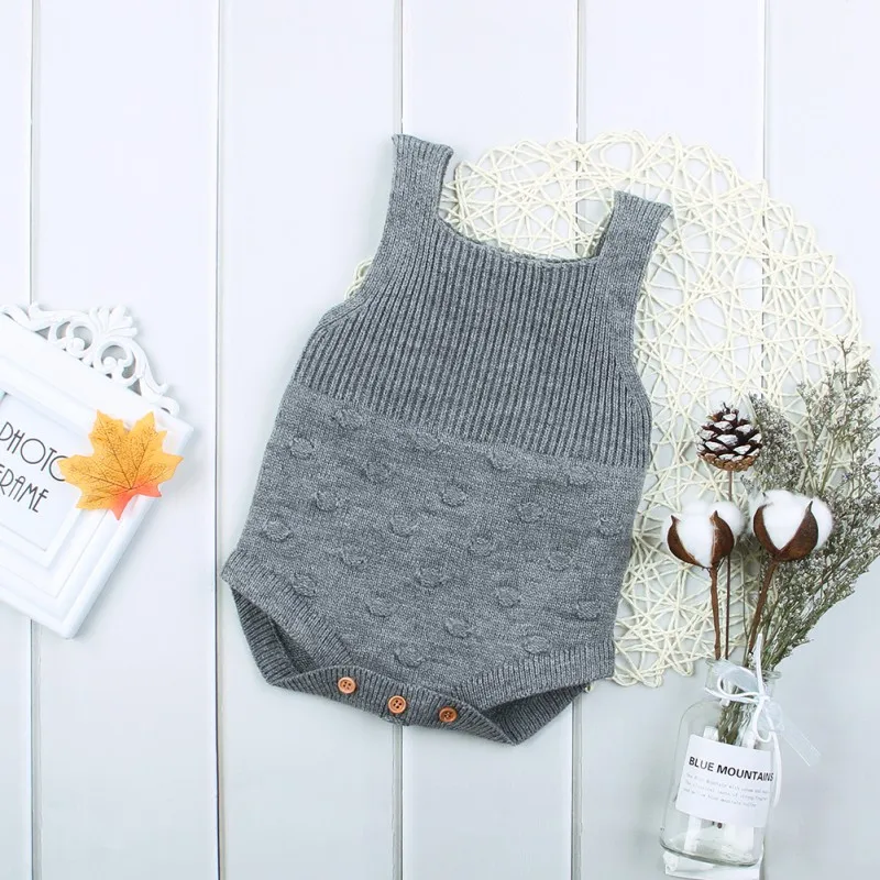 

0-24M Summer Infant Baby Girls Sleeveless Knit Rompers Kids Boys Solid Bodysuit Jumpsuit Newborn Clothes