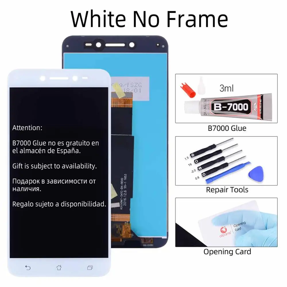 Дисплей для ASUS Zenfone Live ZB501KL LCD в сборе с тачскрином на рамке черный белый золотой - Цвет: No Frame White