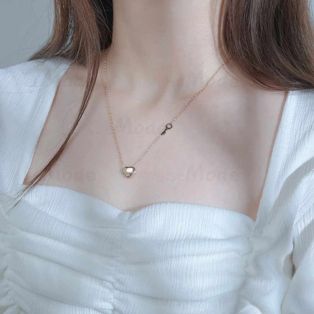 Колье ELSEMODE из нержавеющей стали под розовое золото с романтическим сердцем и