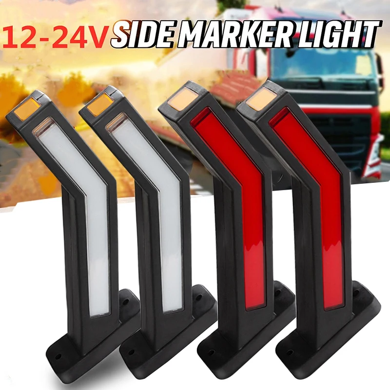 

4PCS Dynamic Truck LED Rubber Side Lights 12V 24V Universal Trailer Side Marker Lights Waterproof Outline Marker Lights