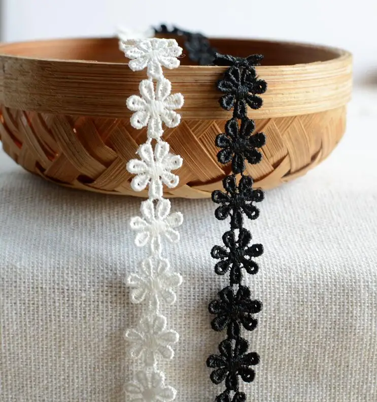 5 ярдов оптовая продажа новинка белый черный цветок ромашки кружевная отделка