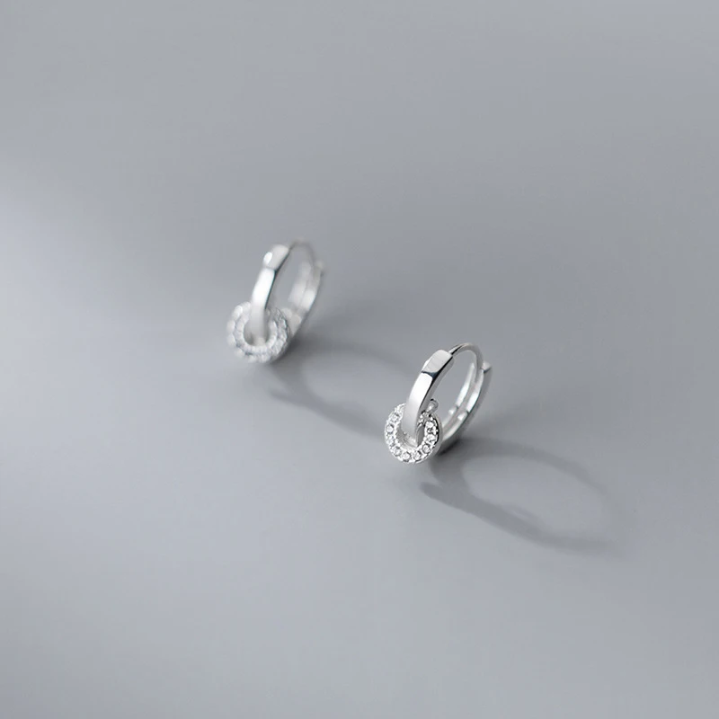 

PONYKISS Classic 925 Sterling Silver Round cross Dazzling Zircon Huggie Hoop Earrings for Women Party Fine Jewelry Accessory