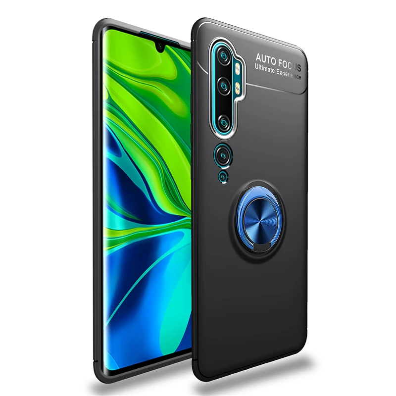 Чехол для Xiaomi Mi Note 10 Lite с кольцом-держателем на палец Матовая Мягкая силиконовая
