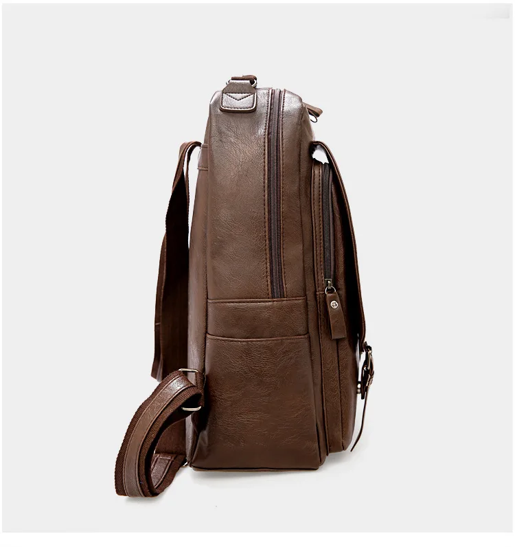 Pu Leather Backpack Laptop Male School Bag High Quality Men Vintage Waterproof Casual Travel Fashion Bags for Girl Teenager Boys | Багаж и