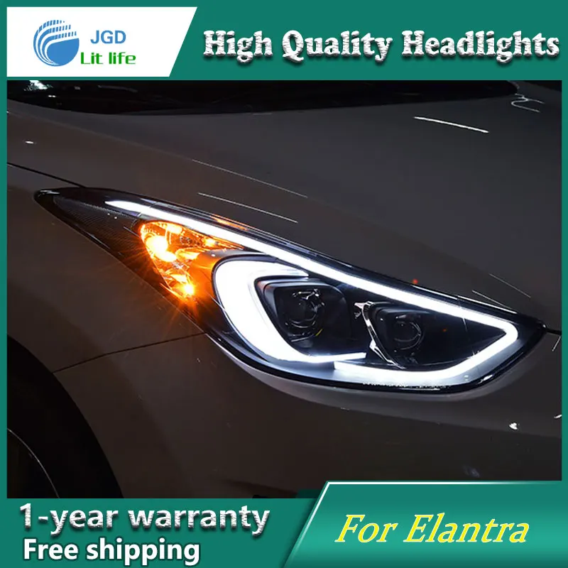 Автомобильный Стайлинг чехол для 2012 2016 фары автомобиля Hyundai Elantra LED передняя фара