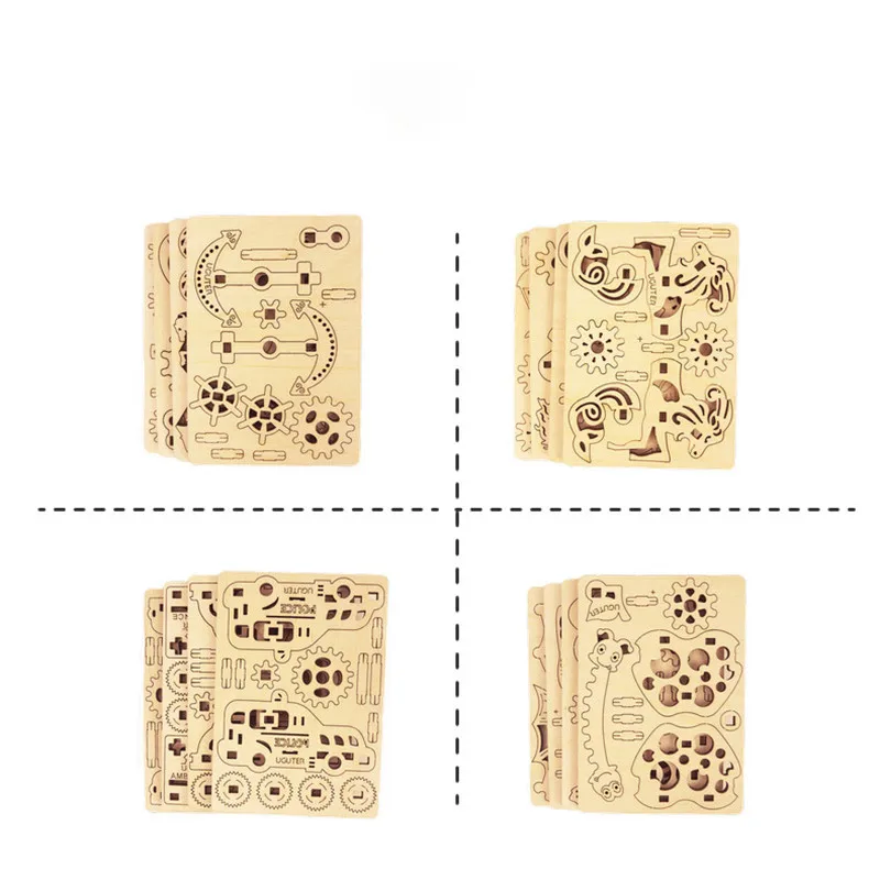 

Wooden Constructor DIY 3D Laser Cutting Wood Building Block Mini Animal Car Constellation Model Kits Assembly Home Decor Toy