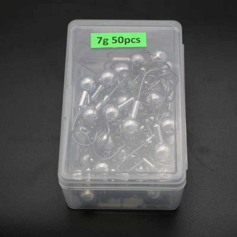 7g 50pcs 50 шт. свинцовая головка крючок джиг голова рыболовный крючок колючий крючок на мягкую приманку Grub Мягкая приманка в виде червя большие снасти для ловли окуня высокоуглеродистой стали - Цвет: 7g 50pcs