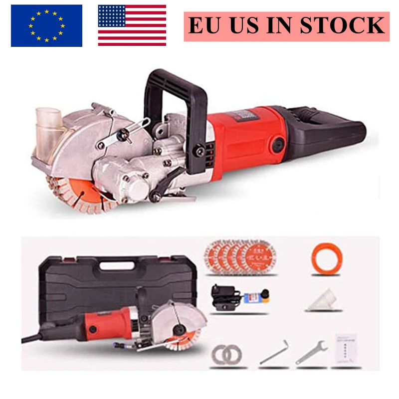 

Wall Groove Cutting Machine Electric Wall Chaser Saw Blades Industrial Slot Brick Concrete Granite Marble In Box 4000W 6500RPM