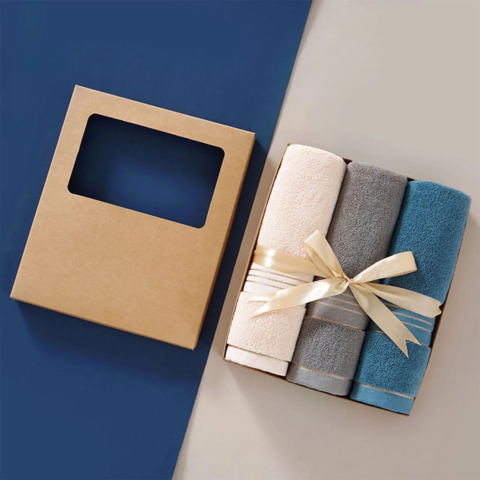 

3Pcs/Set Assorted Color Face Towels with Gift Box Soft and Small Absorbent Cotton Towel Set for Shower Bathroom Christmas Gifts