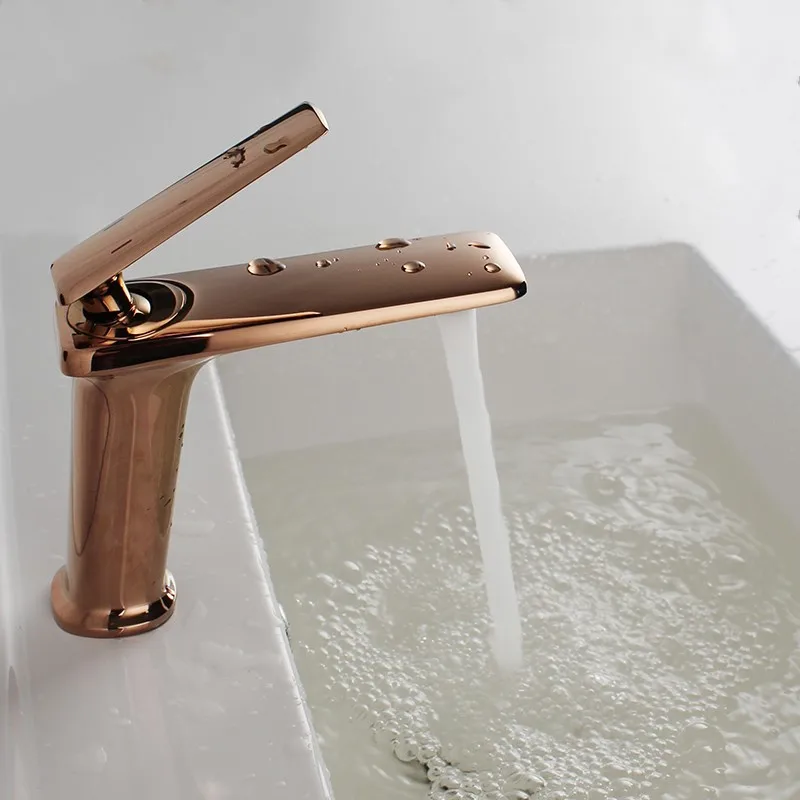 

Rose gold brass bathroom sink faucet high quality cold hot water basin mixer faucet copper bathroom faucet