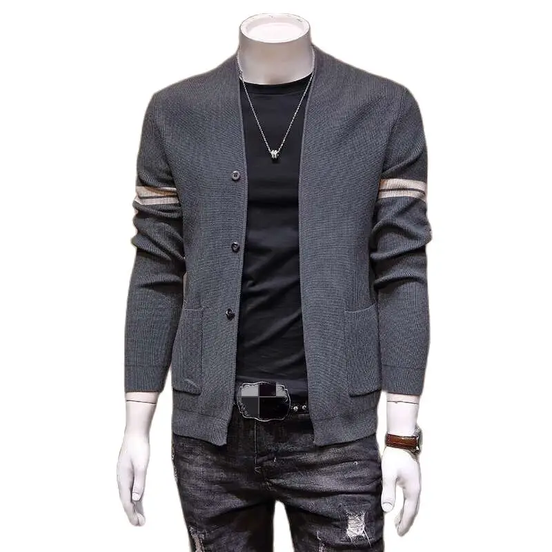 

Men's Knit Sweater 2021 New Spring Korean Fashion Personality Knitwear Slim Cardigan Sweater Jacket Male Streetwear