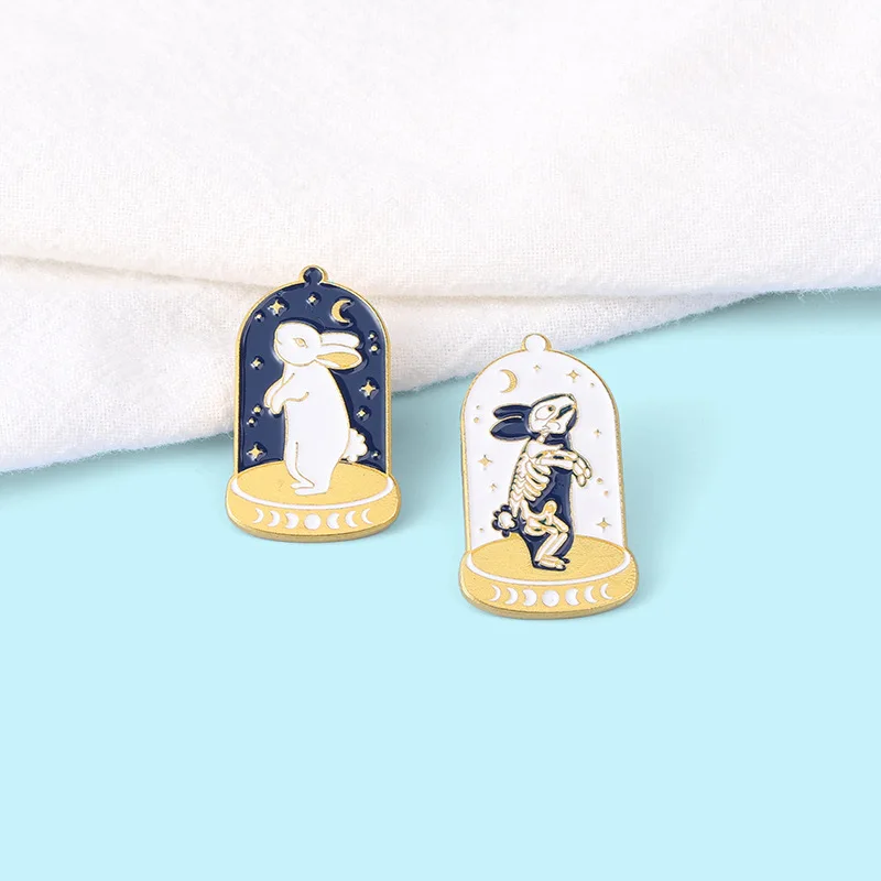 Cartoon Glass Mouse Brooch Pin Sweet Alloy Animal Enamel Pins Skull and White Rabbit Backpack Badge Children's Gift Jewelry | Украшения